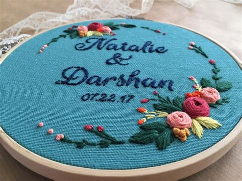 Personalized Wedding Embroidery Couples Name Embroidery Etsy