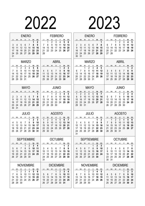 Calendario 2022 Y 2023 Para Imprimir Reverasite