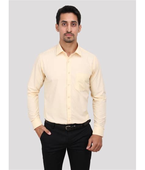 Buy Maharaja Yellow Cotton Blend Slim Fit Mens Formal Shirt Pack