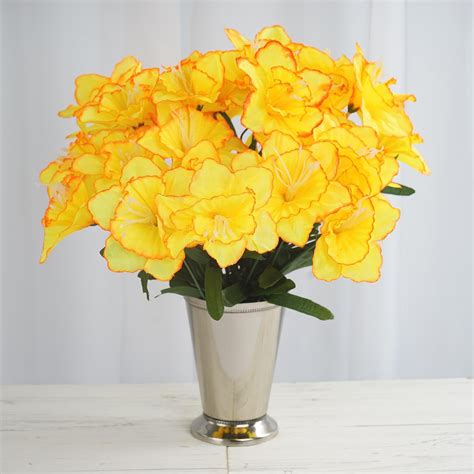 72 Artificial Yellow Silk Daffodil Flowers Wedding Bridal Bouquet Vase