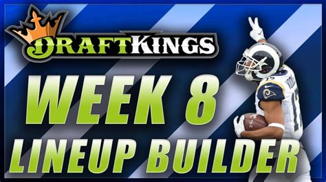 Free draft kings nfl lineup optimizer brought to you by ffnation. DRAFTKINGS NFL WEEK 8 LINEUP Q&A - YouTube