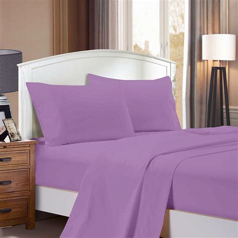 1000TC Ultra Soft Flat & Fitted Sheet Set - Queen Size Bed - Lilac | Buy Queen Sheets & Sets ...