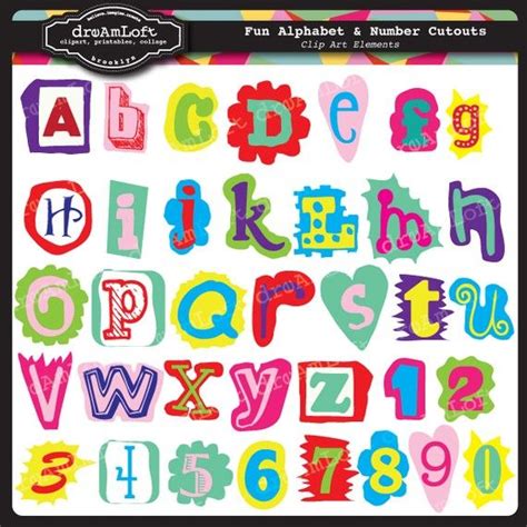Fun Alphabet And Number Cutouts Clipart Set Collage Sheet For Cards