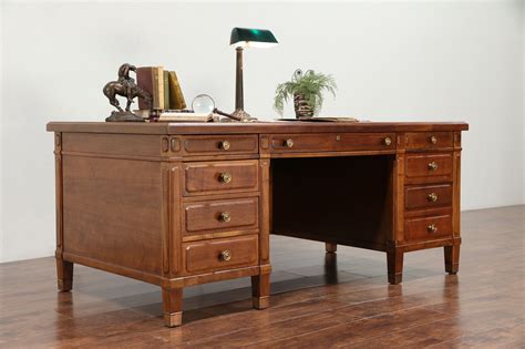 Sold Walnut 1925 Antique Executive Desk Bronze Mounts Central Of