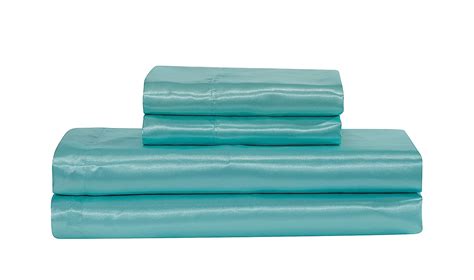 Linen Plus Satin Sheet Set Soft Silk Cozy Solid New Aqua Blue King