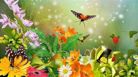 Many Butterflies On The Flowers In The Garden Wallpaper Download 3840x2160