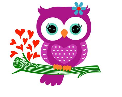 Cute Owl On A Branch Svgpurple Owlowl Svgowl With Or Etsy