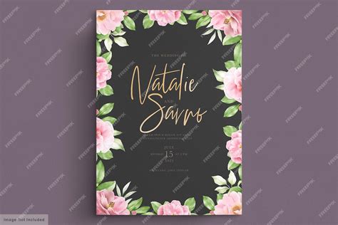 Free Vector Elegant Camellia Floral Wedding Invitation Card Template