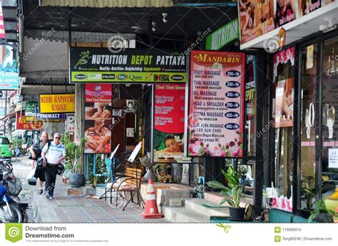 massage shop of beach roadbeach road in pattaya thailand editorial stock image image of falang