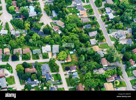 Aerial View Of Houses In Residential Suburbs Toronto Ontario Canada