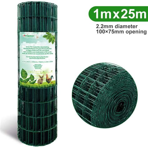 Amagabeli 1m X 25m Green Wire Mesh Fencing Ral6005 Pvc Coated 100 X