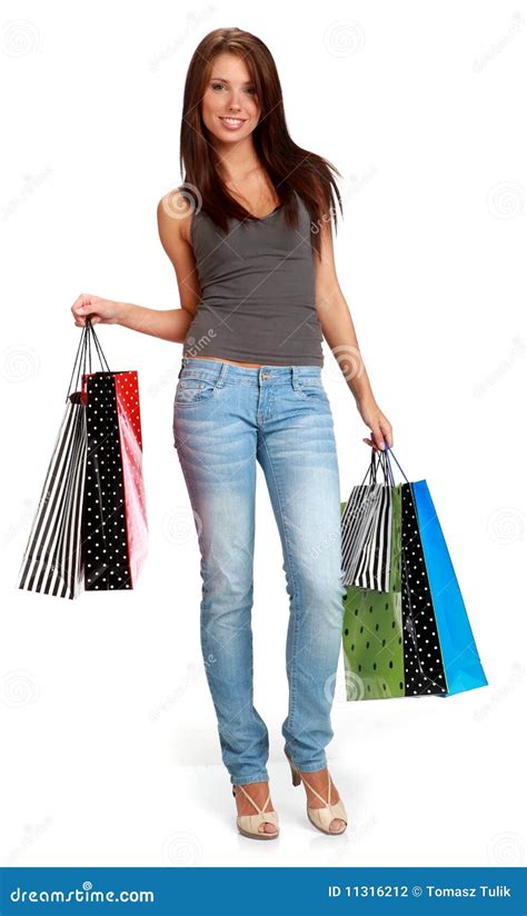 Mulher Com Os Sacos De Compra Coloridos Foto De Stock Imagem De