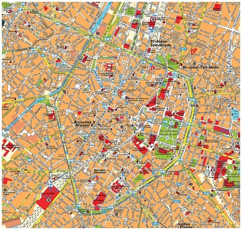 Brussel Kaart City Bruxelles Plattegrond Van De Stad België