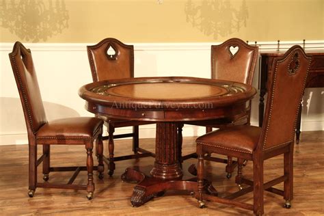 Diy puzzle game table designed decor. Round Leather Top Poker Table, Mahogany Games Table