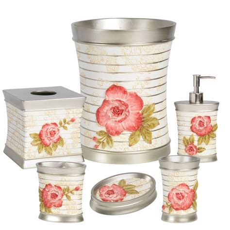 Pink Floral Bath Accessory Set Or Separates Overstock 14139551