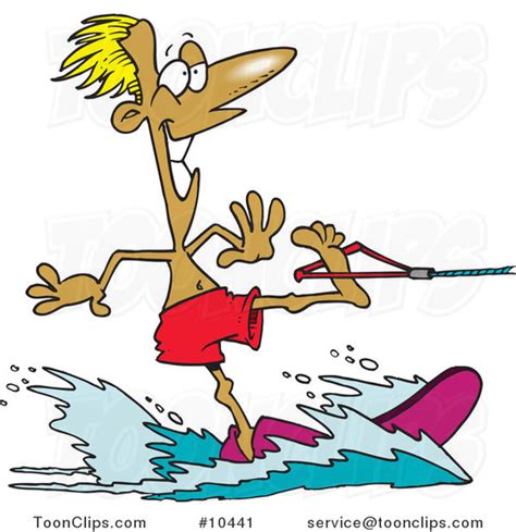 Cartoon Water Skiing Guy 10441 By Ron Leishman