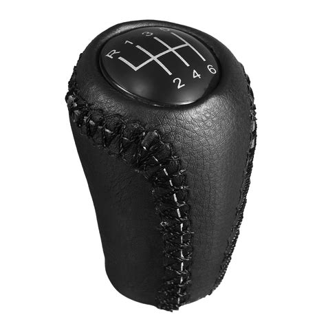 6 Speed Leather Gear Stick Shift Knob Manual Transmission Black For