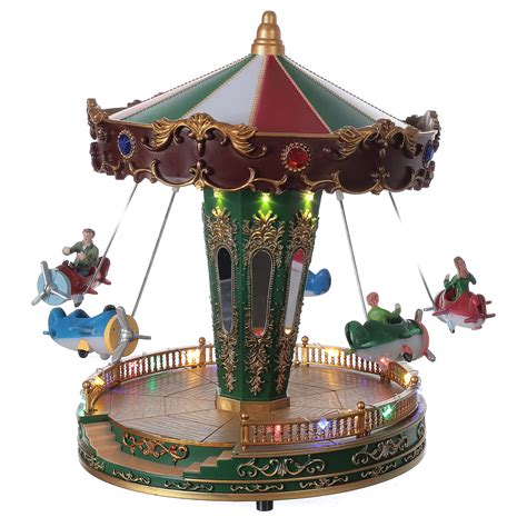 Rotating Carousel Christmas Village With Lights And Music Online