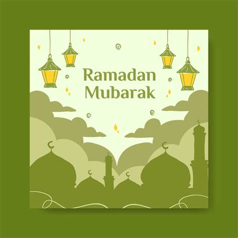 Ramadan Mubarak Social Media Banner Template Flat Illustration Vector