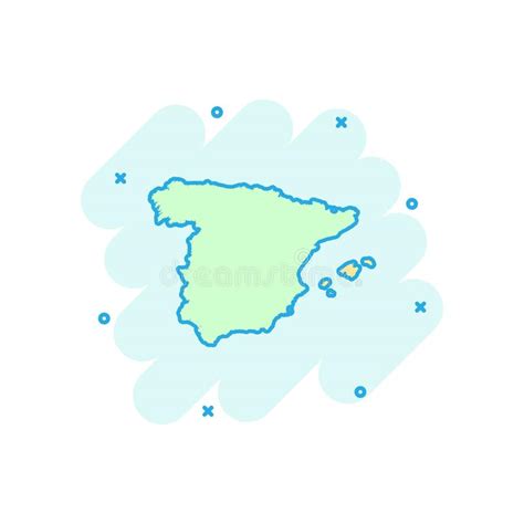 Vector Cartoon Spain Map Icon In Comic Style Spain Sign Illustration