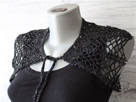 Black Lace Collar Crochet Gothic Collar Women Shoulder Collar Etsy