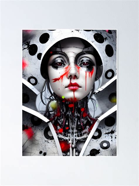 Cyberpunk Japanese Geisha Cyborg Acrylic Paint Drips Modern Digital