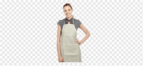 Woman Wearing Gray Striped Apron Kitchen Apron Woman Dishwashing
