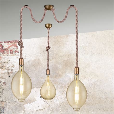 Rope Pendant Lamp With A Decorative Rope 2 Bulb Uk