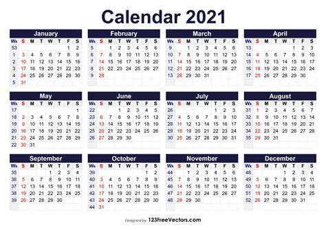 Week Calendar Printable 2021 Month Calendar Printable