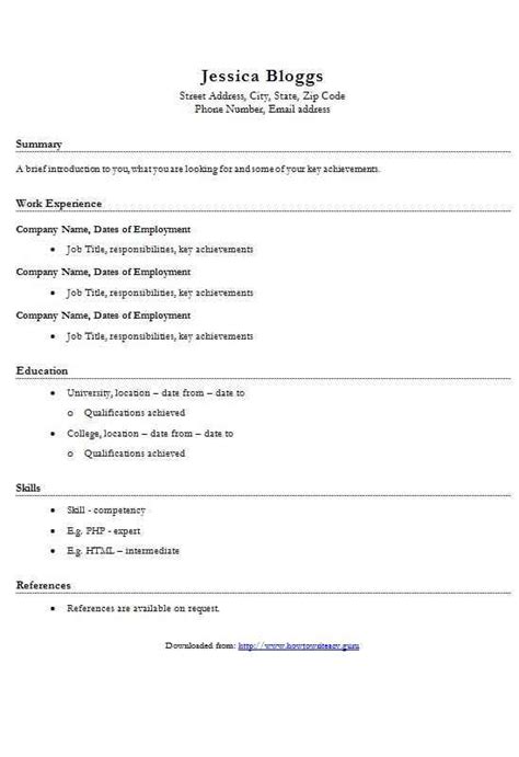 Your curriculum vitae (cv), or resume, is your personal advertisement and chance to make a good first impression with a prospective employer. Free basic CV template in MS Word - CV Template Master