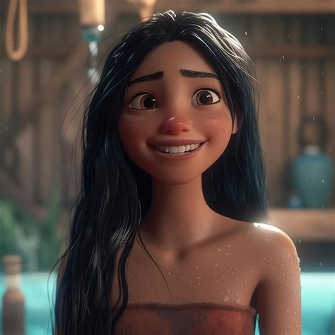 Hermosa Chica Personaje Dibujos Animados Disney O Pixar Morena Pelo Largo Ai Generativo Foto
