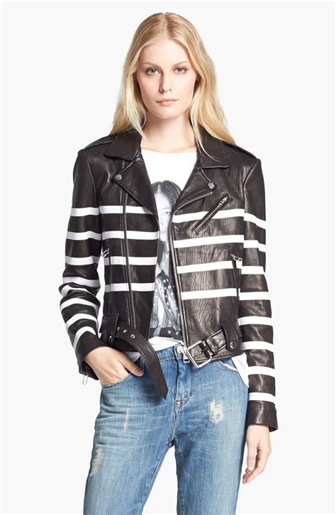 Each X Other Naco Stripe Leather Biker Jacket Nordstrom