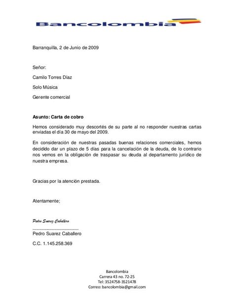 Ejemplos Carta De Cobro Assistente Administrativo
