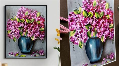Acrylic Painting Beautiful And Easy Flower Vase Painting On Canvas For