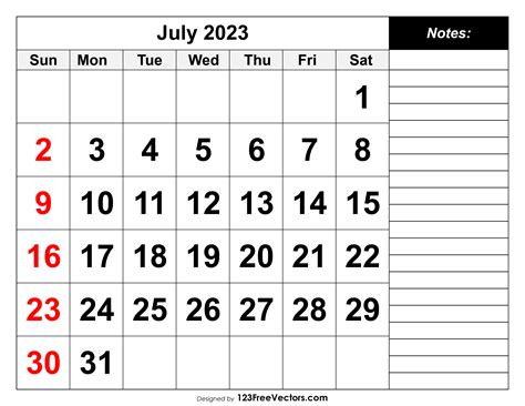 Free Calendar July 2023