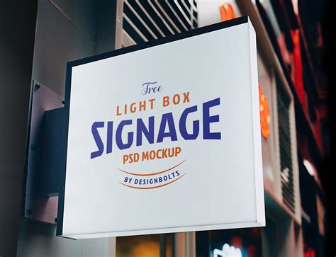Free Light Box Signage Board Mockup PSD - Designbolts