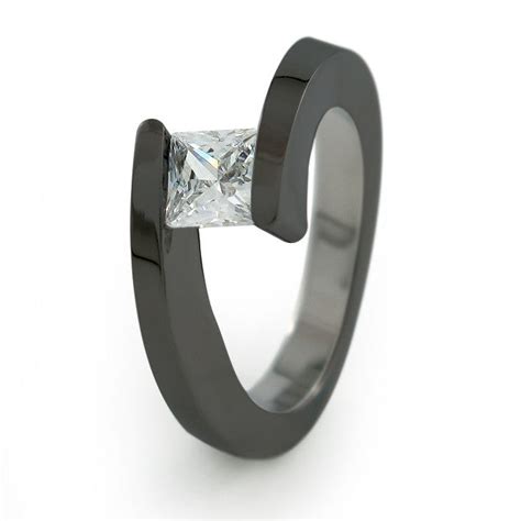 Etoile Solitaire Womens Titanium Engagement Ring Titanium Rings