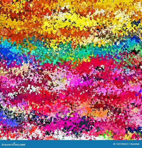 Digital Painting Multi Color Abstract Spatter Brush Paint In Vivid