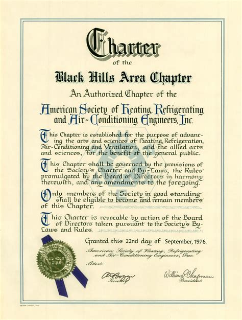 Chapter Charter | Black Hills Area ASHRAE Chapter