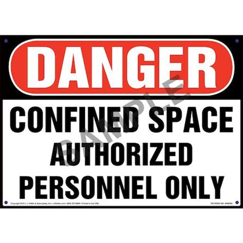 Danger Confined Space Authorized Personnel Only Sign Osha