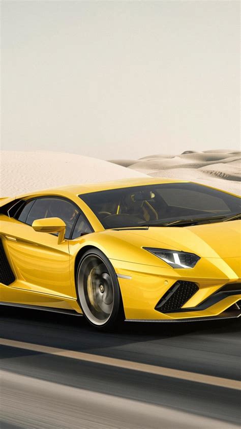 Wallpaper Cars Yellow Lamborghini Aventador S Supercar Side View