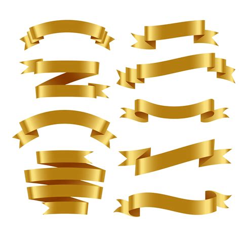 3d Realistic Golden Ribbons Set Download Free Vector Art Stock