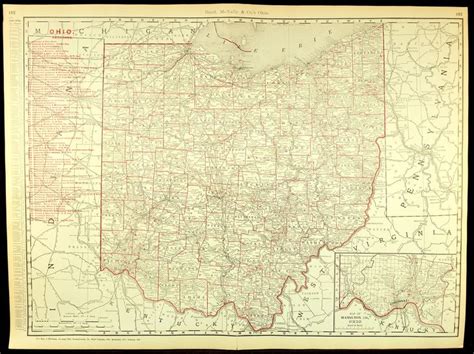 Ohio Map Of Ohio Wall Decor Art Extra Large Railroad Antique Etsy
