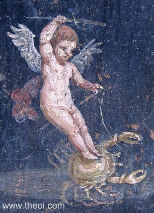 Eros Riding Crab Ancient Greco Roman Fresco