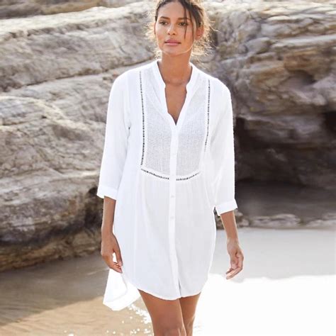 Buy 2020 Beach Cover Up Cotton White Beach Sarong Bikini Cover Up Bathing Suit Women Beachwear