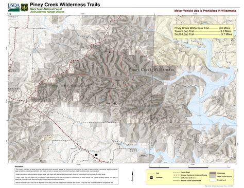 Mark Twain National Forest Piney Creek Wilderness Trails Map By Us