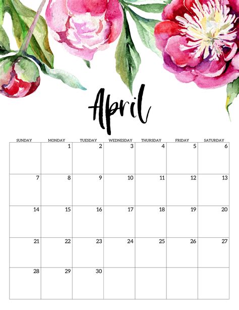 Free Printable Calendar 2019 Floral Paper Trail Design Free