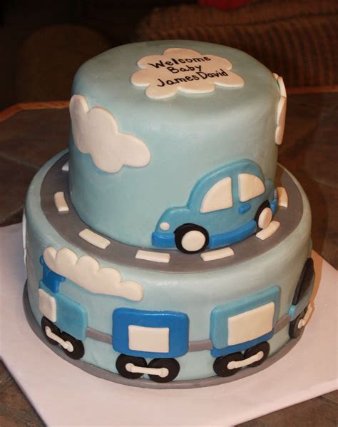 Car and Train Baby Shower Cake — Baby Shower | Shower cakes, Baby shower cakes, Train baby shower