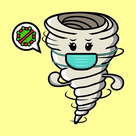 Set Cute Whirlwind Tornado Icon Face Expression Whirlwind Tornado