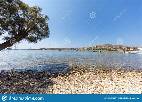 on the beach side of paros livadia beach paros island greece the bay is near the ferry port